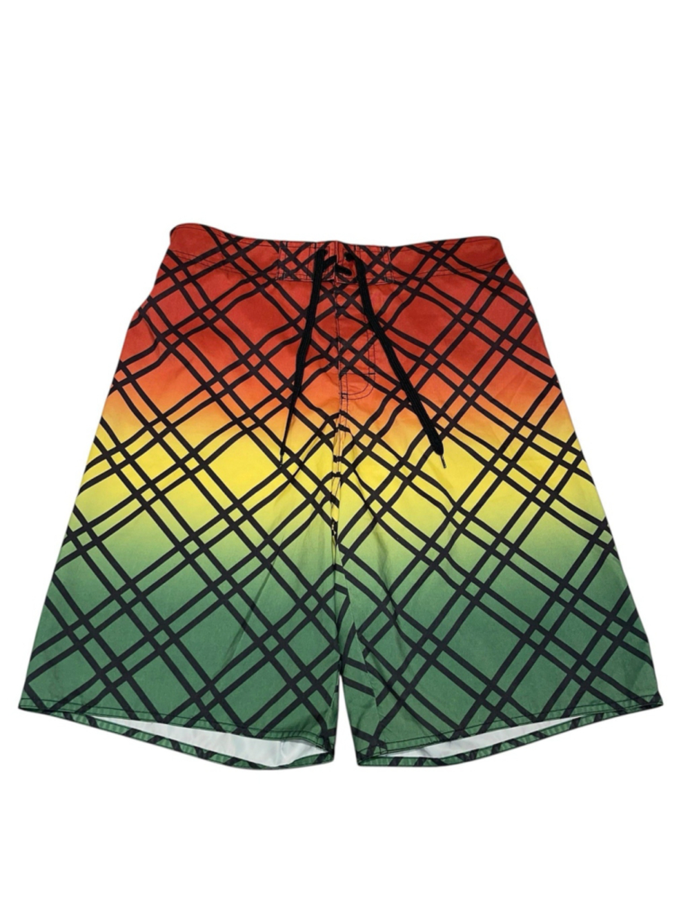 Hang Ten‎ Boys Swim Board Shorts Ombre Orange Yellow Green Size Medium Kidcore